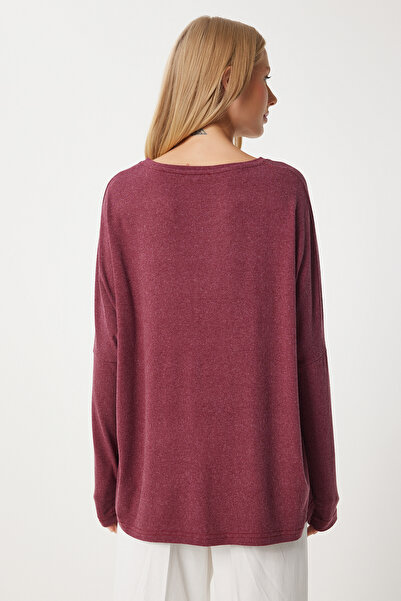 Happiness İstanbul Kadın Gül Kurusu Bisiklet Yaka Yarasa Kol Örme Bluz EN00616