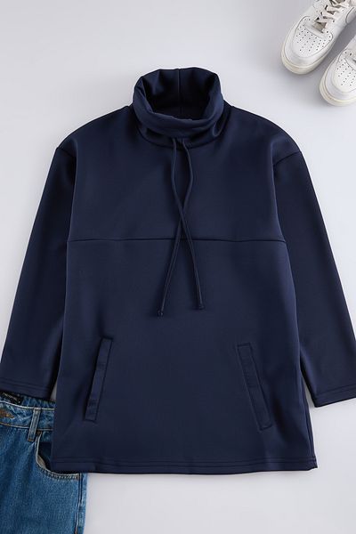 Trendyol Modest Turtleneck sötétkék kötött búvárpulóver - TCTAW25TW00001