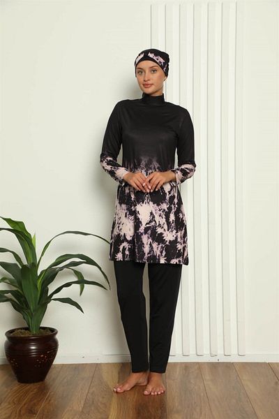 Akbeniz Ψηφιακό σχέδιο Full Hijab μαγιό - 31051