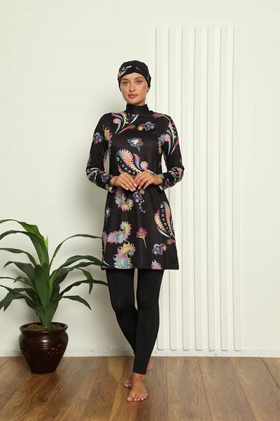 Akbeniz Ψηφιακό σχέδιο Full Hijab μαγιό - 31041