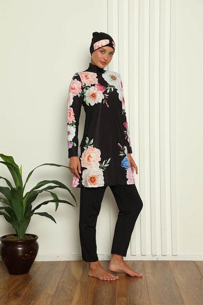 Akbeniz Ψηφιακό σχέδιο Full Hijab μαγιό - 31045