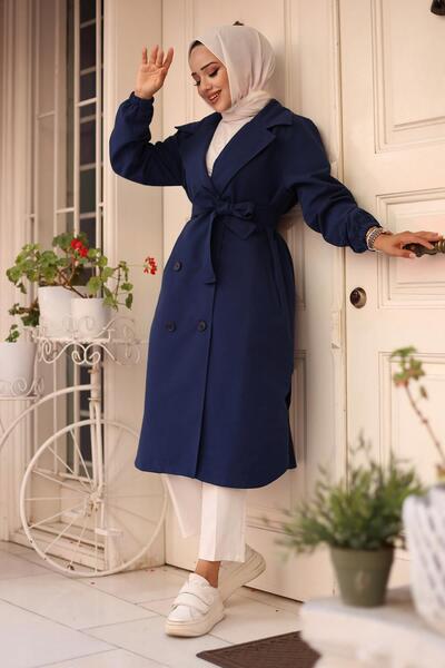 Genel Markalar Apolet Detaylı Trençkot İndigo 4432