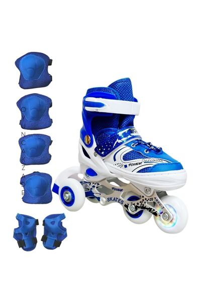 Depomiks Avm Roller Skates Adjustable 2+1 Lighted Metal Body Training Skate with Bag + Knee Pad Gift