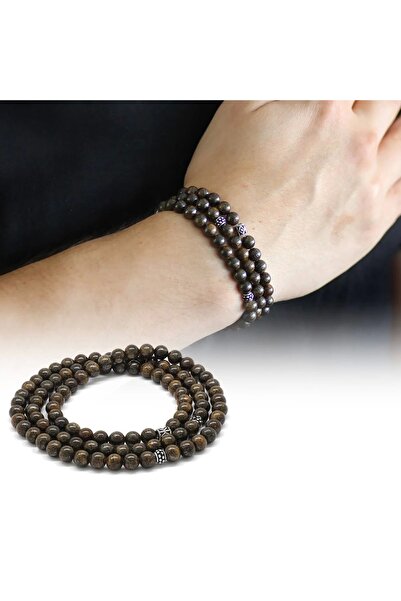 Happymodds Both Bracelet - Both Necklace - Both Prayer Beads 99 Bronzite Natu...