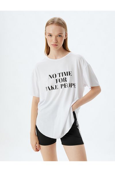 Koton Αθλητικό μπλουζάκι Oversize Slogan Printed - Crew Neck, κοντό μανίκι