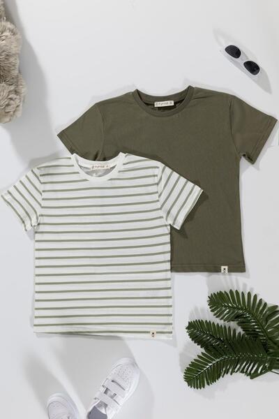 for you kids Πράσινο και λευκό μπλουζάκι 2 συσκευασιών