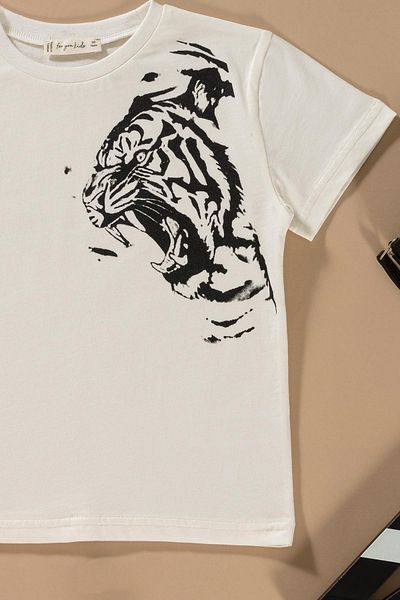 for you kids Set tricou negru cu imprimeu tigru