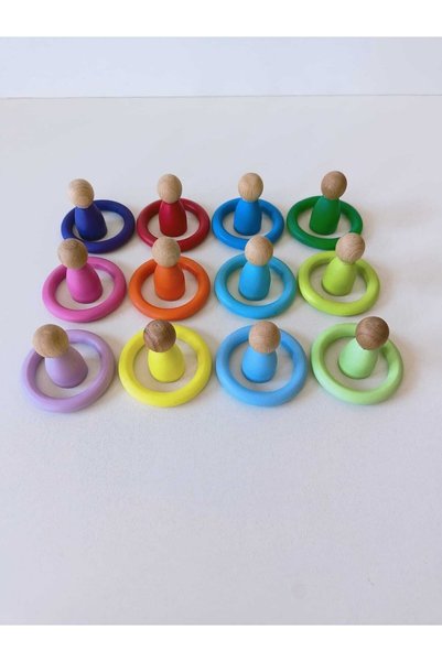 Moccotoys Peg Bebek Ve Halka 12 Li Renkli Insan Figürleri (WALDORF)