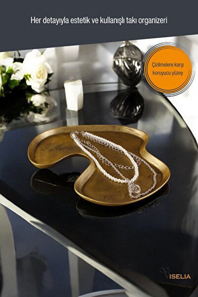 Viselia Takı Tabağı Takı Organizeri Takı Makyaj Kozmetik Düzenleyici Altın Eskitme Renk Model 16