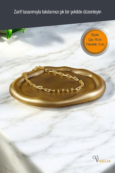 Viselia Χρυσό αντίκα πολύχρωμο πιάτο κοσμημάτων - Organizer μακιγιάζ και καλλυντικών Μοντέλο 17