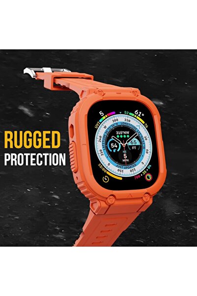mimtec Apple Watch Ultra Ultra 2 Uyumlu 49mm Uyumlu Kordon Ultra Korumalı Armor Zırhlı Silikon Kordon