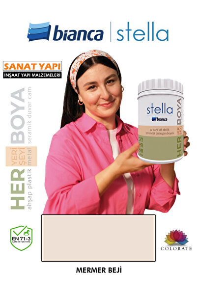 Bianca Stella Su Bazlı Boya Fayans-Mermer-Tezgah-Kapı-Dolap-İç Cephe-Dönüşüm-Mutfak-Banyo-Plastik-Ahşap