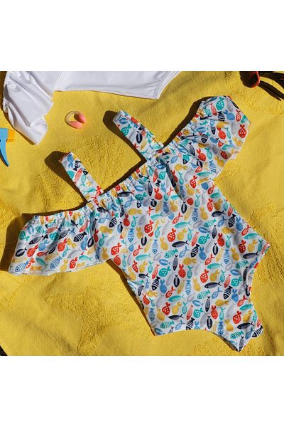 Ella Bonna Fish Patterned Colorful Sea and Pool Swimsuit - Baby and Child