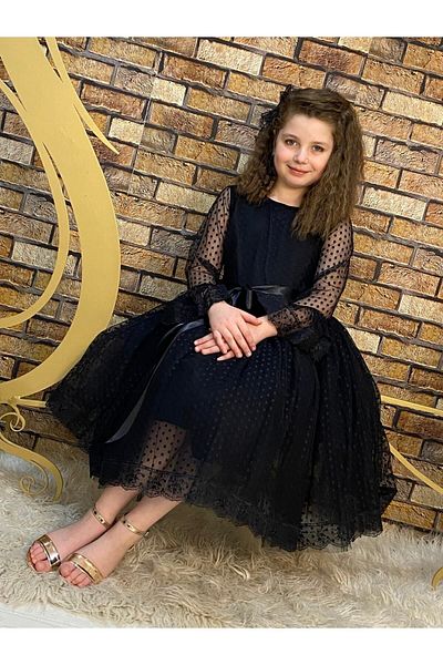 ABİYEKİDS Παιδικό βραδινό φόρεμα Black Princess Model - Aby4441