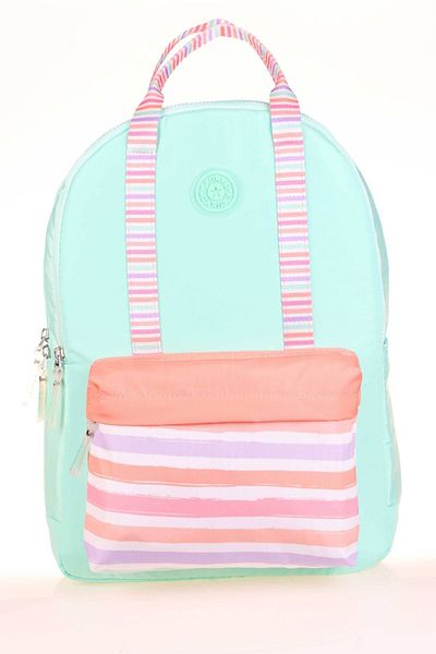 KAUKKO Rucsac cu dungi duble de culoare mentă - K1767
