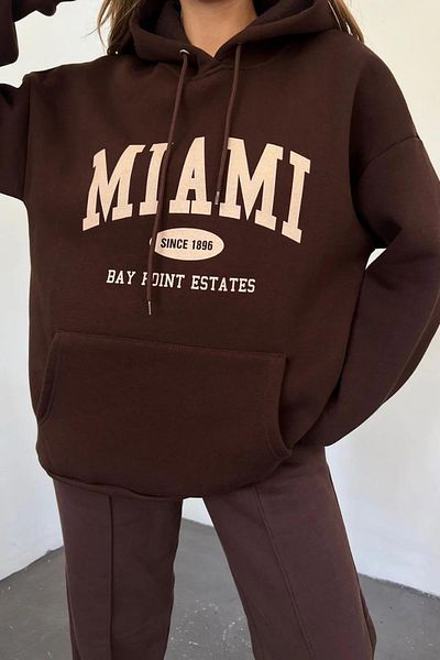 NO 601 Дамски суитшърт с кафяв принт Miami