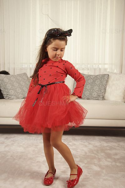 QUESHMA Heart Flexible Lycra Princess Fluffy Dress - Baby Girl