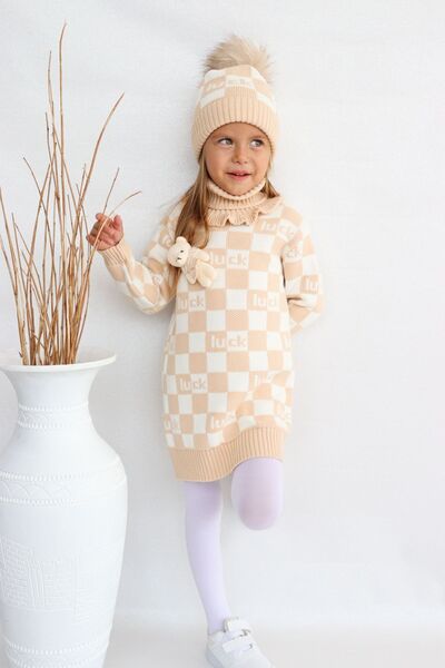 Sevimli Girl's Knitwear Sweater with Beret and Neck Collar - Set of 3