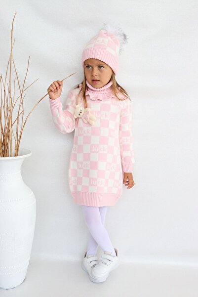 Sevimli Girl's Knitwear Sweater with Beret and Neck Collar - Set of 3