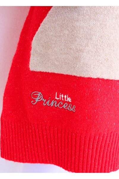 Sevimli Kız Çocuk Kazak Bere Ve Boyunluklu Triko Elbise 3'lü Takım