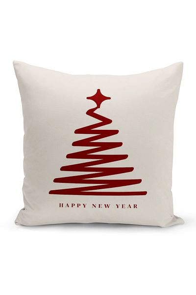 Bertille Home New Year Series - Double Sided Digital Printed 4-Piece Throw Pillow Cover Set (Christmas Christmas Cushion Cover)