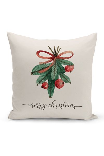 Bertille Home New Year Series - Double Sided Digital Printed 4-Piece Throw Pillow Cover Set (Christmas Christmas Cushion Cover)