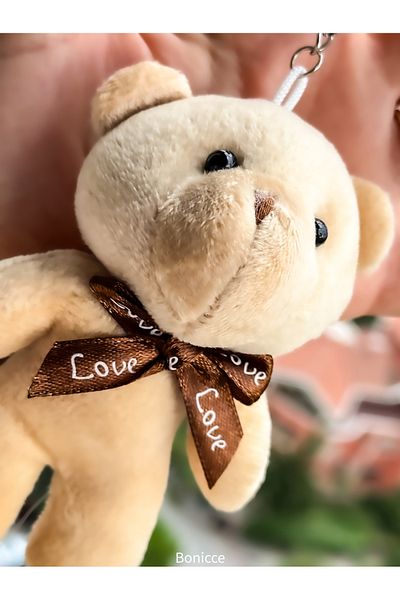 Bonicce Plush Cream Keychain with "Love You" - Gift with Teddy Bear