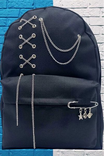 Uniquerrs Black UniSex Chain Backpack