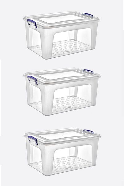 RNL04 9 Lt Plastic Transparent Storage Box 3 Pieces - 30164-3