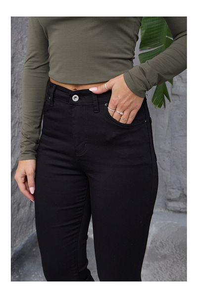 Elif Özbey Butik Spanish Leg Black Lycra Jean Trousers