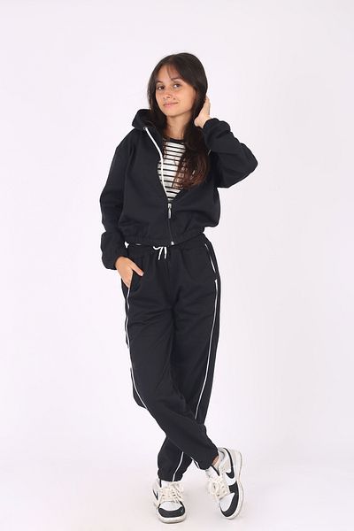 armicem Σετ φούτερ με κουκούλα Crop Jacket & Piping - 2 τεμαχίων με φερμουάρ