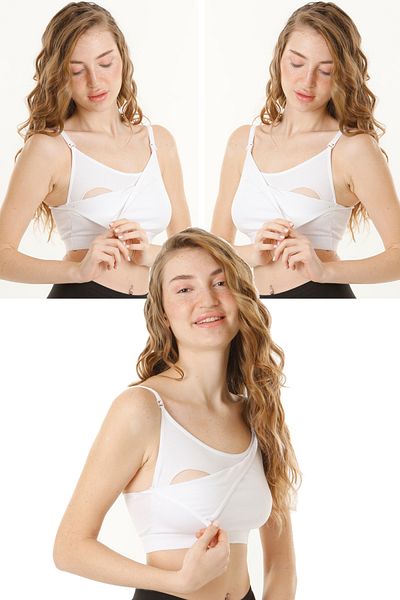 par lingerie pl Λευκό μισό εσώρουχο θηλασμού - Σετ 3 τεμαχίων