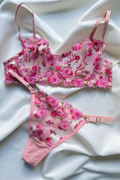 Moldina Жіночий бюстгальтер з рожевими сердечками та кісточками