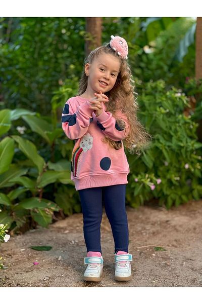 Uslukids Premium Quality - 100% Cotton Girl's Dress, Rainbow and Cloud Embroidery Detail