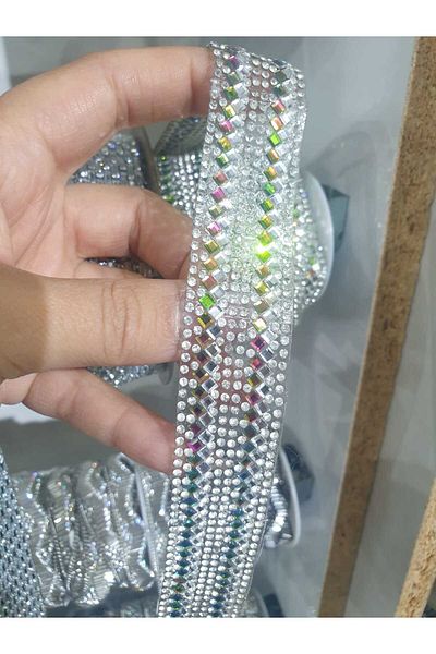 ESRA ŞELEM Colorful Stone Decorative Strip - Iron-On Hobby Accessory