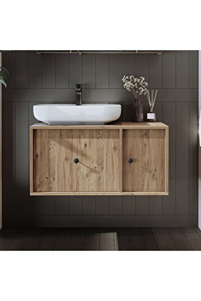 ROOMART Gusto Ayaksız Oval Lavabolu Mdf 90 Cm Çekmeceli Banyo Dolabı