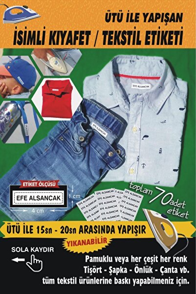 GÜZEL İŞLER ATÖLYESİ Kıyafet/Tekstil Etiketi - Okul Kıyafet Kumaş Etiketi Kre...