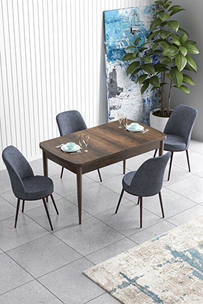 Canisa Han Serisi 70x114 Açılabilir Mdf Mutfak Masası Takımı Barok Desen Masa...