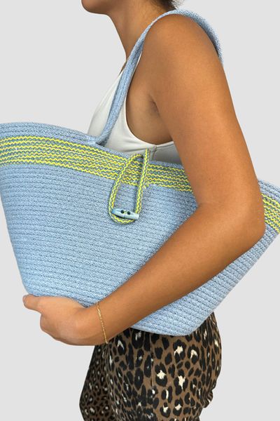Uretti Geantă de plajă albastră Nuran 9092 - frânghie de copac lucrată manual de 25 cm