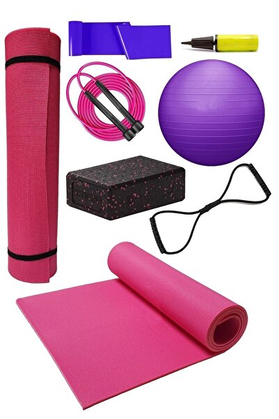 Tosima Pilates Minderi Pilates Lastiği Atlama Ipi Yoga Blok Sekizgen Lastik 55 Cm Pilates Topu Ve Pompa