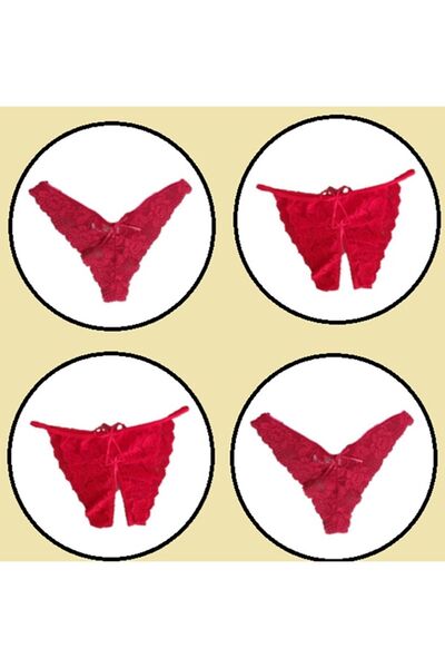 Cooqpoo 4 Lü Erotik Özel Lüks Tasarım Kaliteli Dantel Kadın Külot 4 Adet