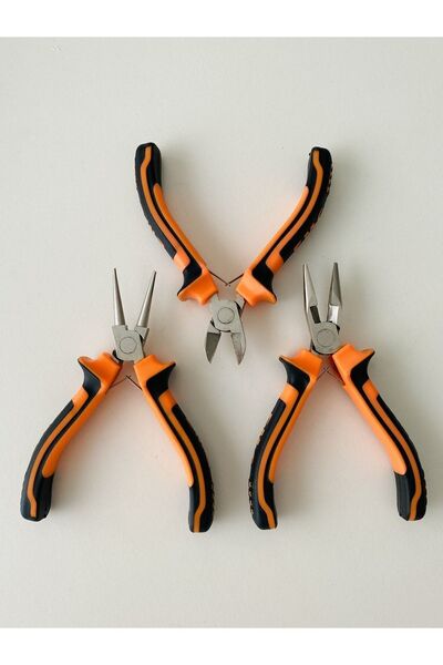 Genel Markalar Mini Kıvırma Takı Pensesi - Karga Burun Pense - Yan Keski - 3 Lü Set ( Hobi )