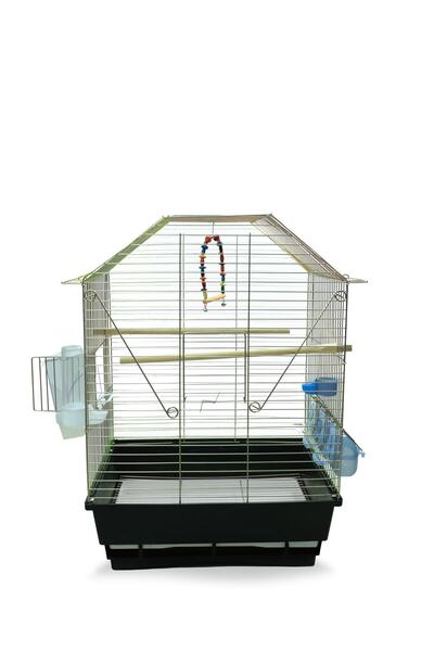 ARSPOLO Beşgen Papağan Muhabbet Kanarya Kuşu Kafesi Izgaralı Gold Kaplama