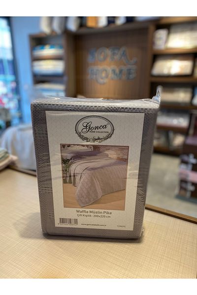 GONCA Gray Muslin Waffle - Double Pike Gonca 200X220