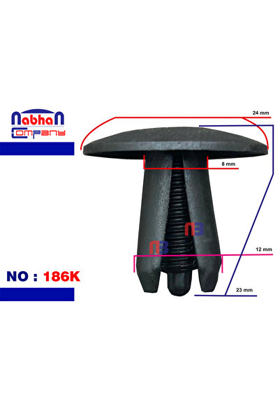 NB Klips UNIVERSAL TAMPON VE DAVLUMBAZ KLİPS VE Döşeme Klips Vidalı 8mm 100 ADET