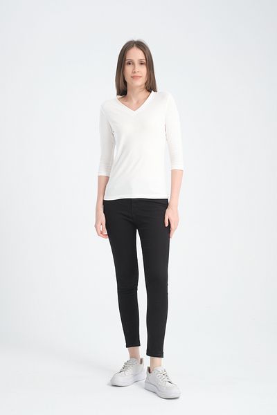 pour la riviere Truvakar Women's V-Neck Blouse - 3/4 Sleeve Basic Model
