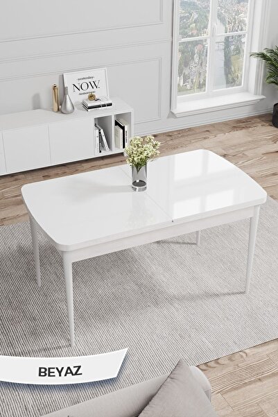 Canisa Rio Serisi, 80x132 Açılabilir Mdf Masa, Beyaz Mutfak Masası