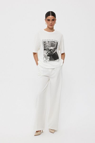 Seda Yalçın Atelier Palazzo Trousers - White with Back Pocket Detail