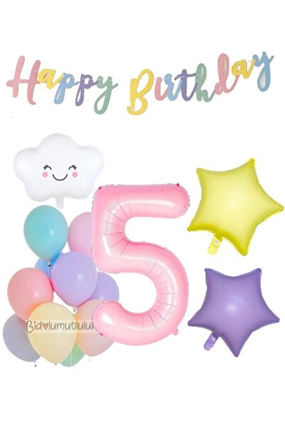 BİDOLUMUTLULUK Rainbow Birthday Set Party Entertainment Rainbow Banner