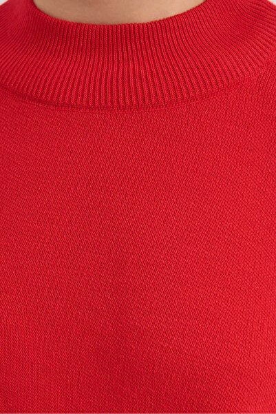 LE CARAMBOLE Pulover Poncho Roșu Oversize Slit pentru Damă